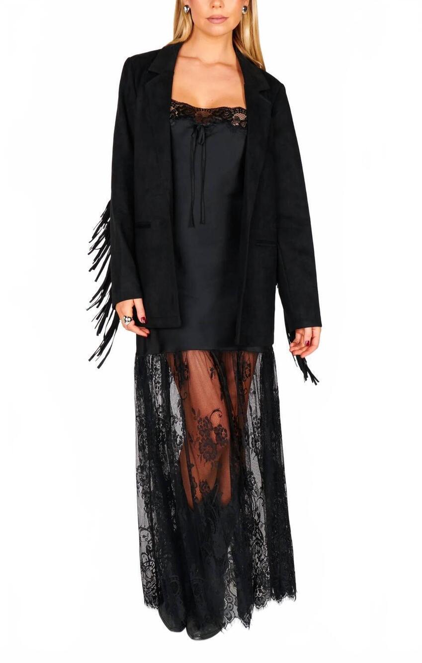 NEW SHOW ME YOUR MUMU sierra fringe jacket in black